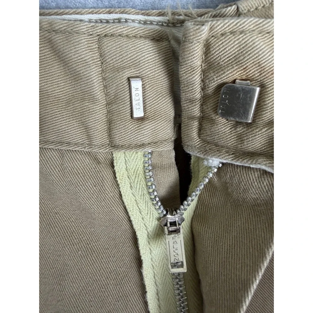 Vintage Khaki Chino Trousers Sanforized Talon Zip Cuffed Workwear Pants‎ 31x26.5
